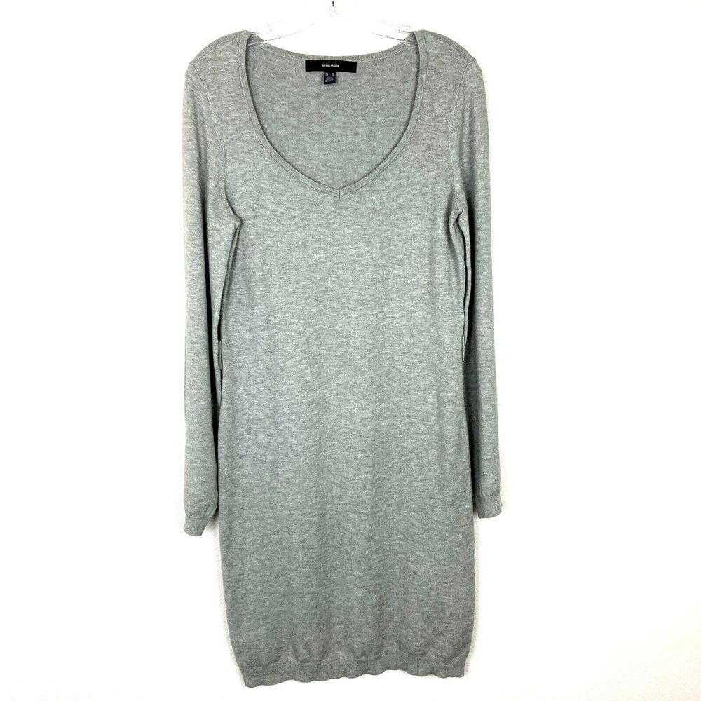 Vero Moda Midi Sweater Dress Size M Gray Soft Lightweight Stretch Scoop Neck